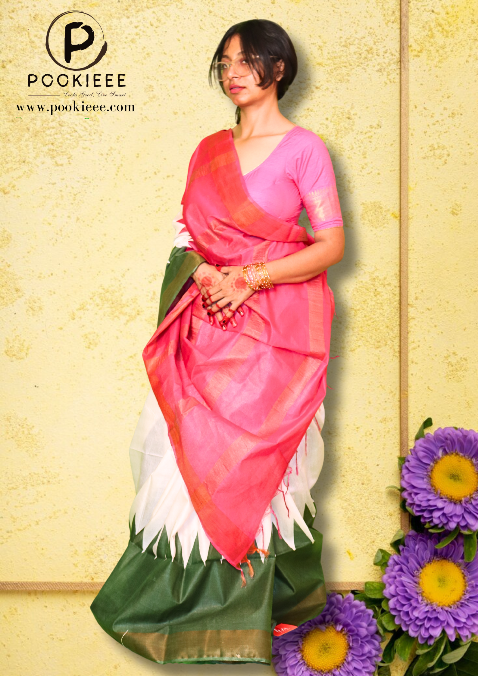 Chanderi Block Jamdani Saree